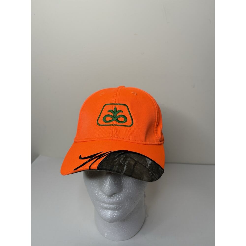 Pioneer Seeds Logo Trucker Hat Hunter Orange Camo Adjustable Cap Hunting